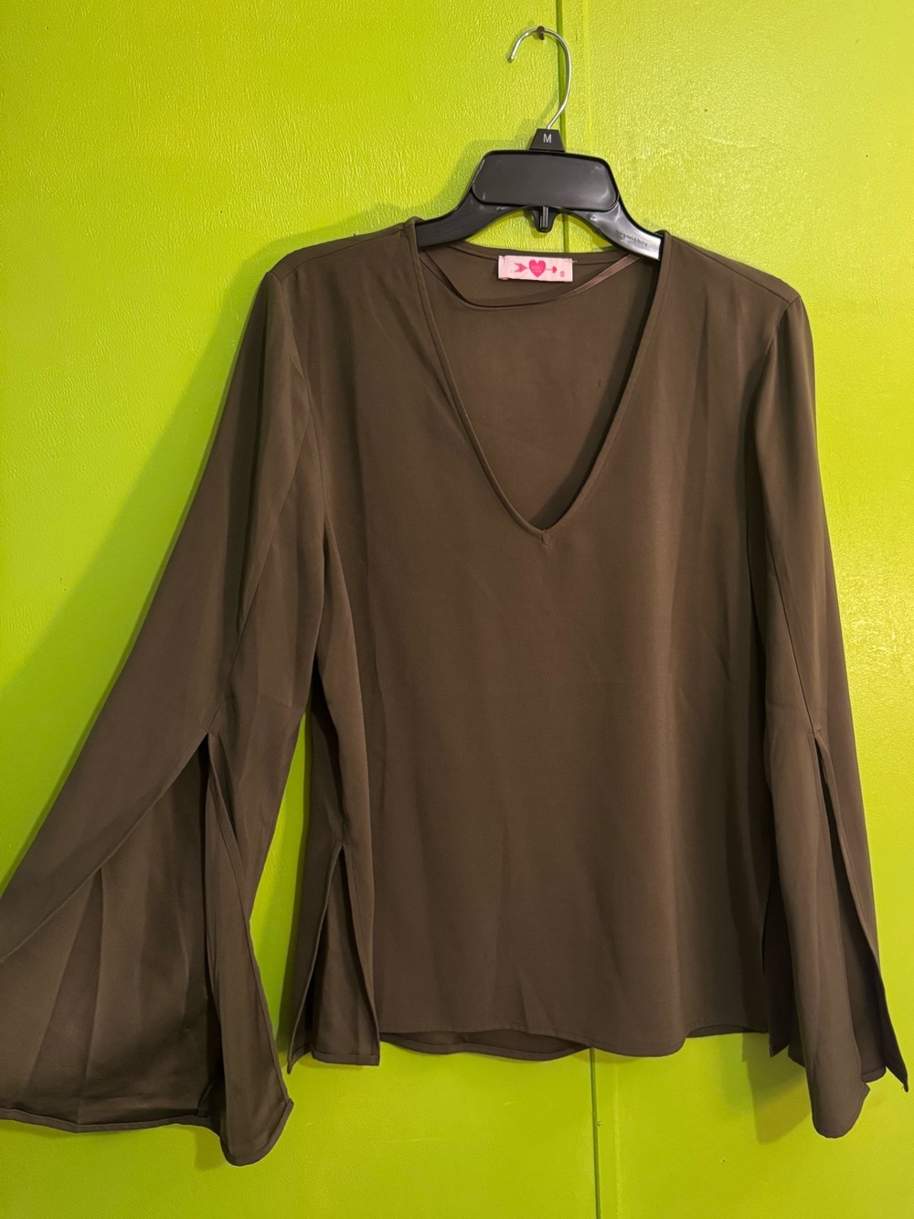 Buddy Love Olive V-Neck Bell Sleeve Blouse